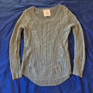 Grey Cable Knit Pullover Sweater